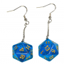 Boucle d oreilles - D20 - Translucide - Bleu - Udixi