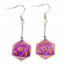 Boucle d oreilles - D20 - Translucide - Pourpre - Udixi