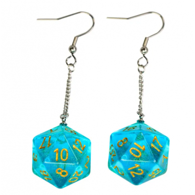 Boucle d oreilles - D20 - Translucide - Bleu Clair - Udixi