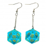 Boucle d oreilles - D20 - Translucide - Bleu Clair - Udixi