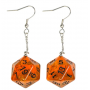 Boucle d oreilles - D20 - Translucide - Orange - Udixi