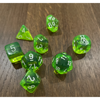 Chessex - Translucide - Rad - Vert - Blanc - Set 7 dés - CHX 30062