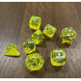 Chessex - Translucide - Neon - Jaune - Blanc - Set 7 dés - CHX 30061