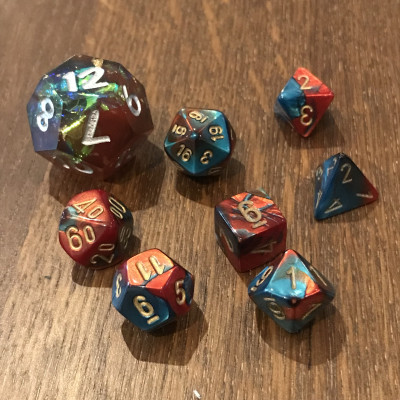 Chessex - Mini D20 Gemini - Rouge - Sarcelle - Doré - CHX 20662-D20