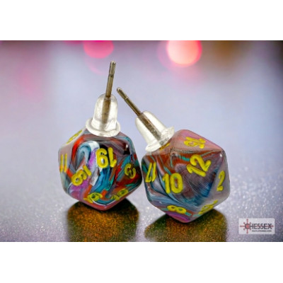 Boucle d'oreilles - Clou - Mini D20 - Festive - Mosaic - Chessex