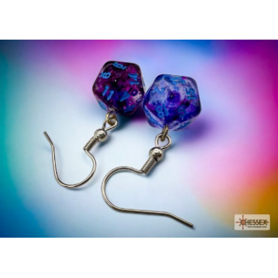 Boucle d oreilles - Crochet- Mini D20 - Nebula - Nocturnal - Chessex