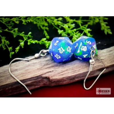 Boucle d oreilles - Crochet- Mini D20 - Festive - Waterlilly - Chessex