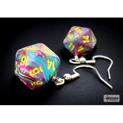 Boucle d oreilles - Crochet- Mini D20 - Festive - Mosaic - Chessex