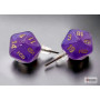 Boucle d oreilles - Clou - Mini D20 - Borealis - Pourpre Royal - Chessex