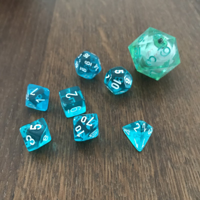 Chessex - Mini Translucide - Sarcelle - Blanc - CHX 20385