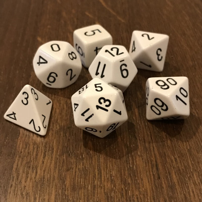 Chessex - Opaque - Blanc - Noir - Set 7 dés - CHX 25401