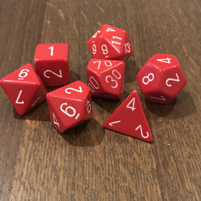 Chessex - Opaque - Rouge - Blanc - Set 7 dés - CHX 25404