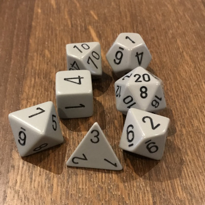 Chessex - Opaque - Gris - Noir - Set 7 dés - CHX 25410