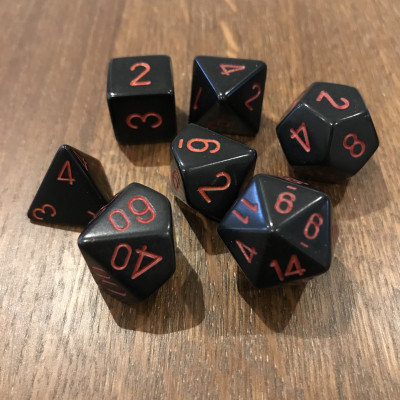 Chessex - Opaque - Noir - Rouge  - Set 7 dés - CHX 25418