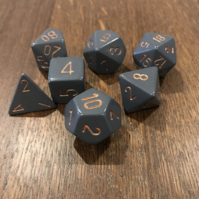 Chessex - Opaque - Gris foncé - Cuivre  - Set 7 dés - CHX 25420