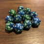 Dés Duetto - D20 - Bleu / Vert - Blanc - Udixi