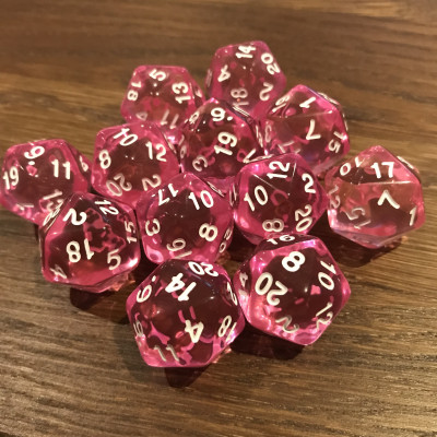Dés Gem - D20 - Magenta - Blanc - HD