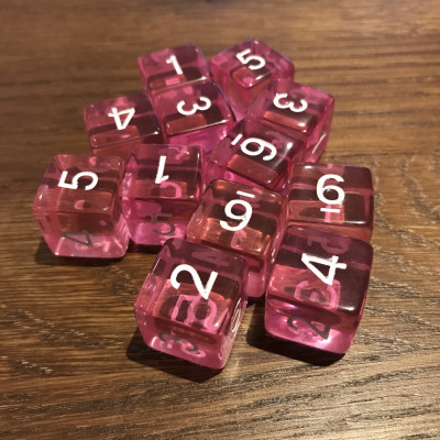 Dés Gem - D6 - Magenta - Blanc - HD