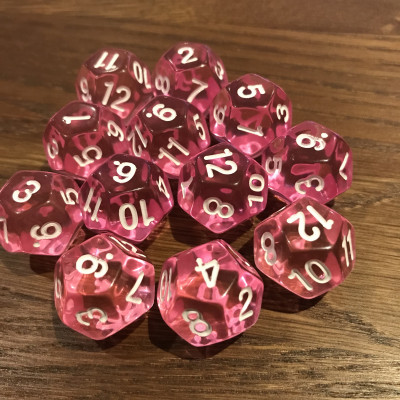 Dés Gem - D12 - Magenta - Blanc - HD