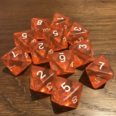 Dés Gem - D8 - Orange - Blanc - HD