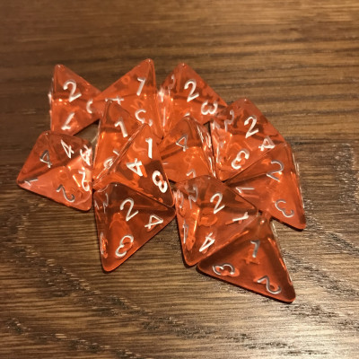 Dés Gem - D4 - Orange - Blanc - HD