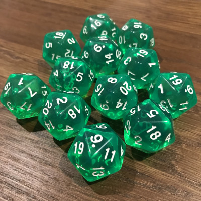 Dés Gem - D20 - Vert - Blanc - HD