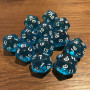 Dés Gem - D20  - Bleu - Blanc - HD