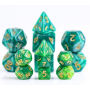 Mini Dice - Set 7 dés - Pearl - Vert - Doré - HD