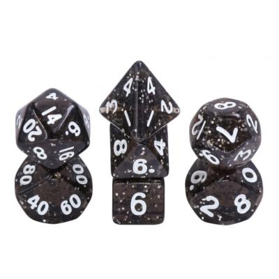 Mini Dice - D10  -  Glitter - Noir - Blanc - HD