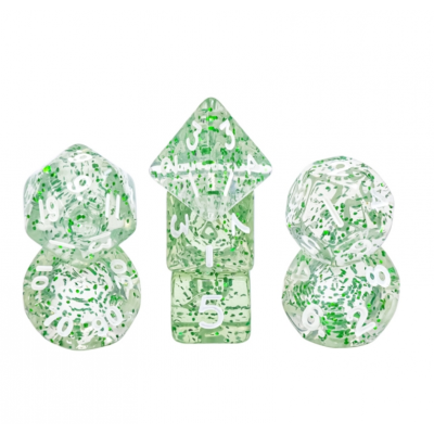 Mini Dice - D8 - Glitter - Vert - Blanc - HD