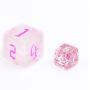 Mini Dice - D10 unité  - Glitter - Rose - Blanc - HD
