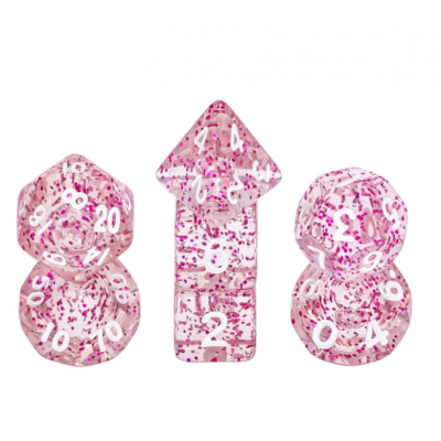 Mini Dice - D12  - Glitter - Rose - Blanc - HD