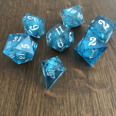 Liquid Dice - Sarcelle - Argenté - Set 7 dés - CLC