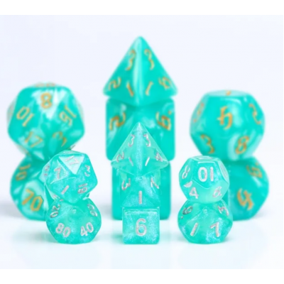 Mini Dice - D20 - Glitter - Sarcelle - Argenté -  HD