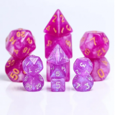 Mini Dice - D12 - Glitter - Pourpre - Argenté -  HD