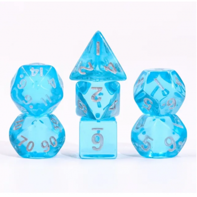 Mini Dice - Set 7 dés - Translucide - Bleu - Blanc  -  HD