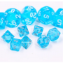 Mini Dice - Set 7 dés - Translucide - Bleu - Blanc  -  HD