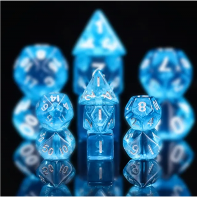Mini Dice - D10 unité  - Translucide - Bleu - Blanc -  HD