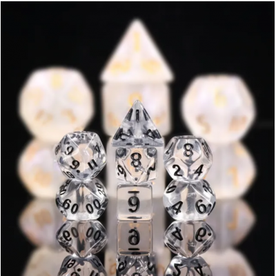 Mini Dice - D10 unité  - Translucide - Clair - Noir -  HD