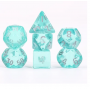 Mini Dice - D10 unité  - Translucide - Sarcelle - Argenté -  HD