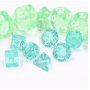 Mini Dice - D10 unité  - Translucide - Sarcelle - Argenté -  HD