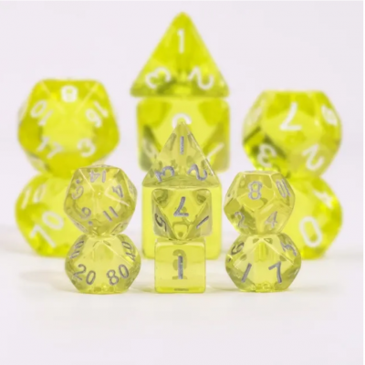 Mini Dice - D10 unité  - Translucide - Jaune - Argenté -  HD