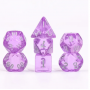 Mini Dice - D20  - Translucide - Pourpre - Argenté -  HD