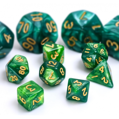 Mini Dice - D20  - Pearl - Vert - Doré - HD