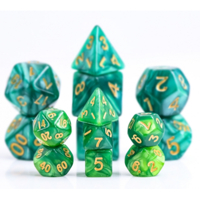 Mini Dice - D6- Pearl - Vert - Doré - HD