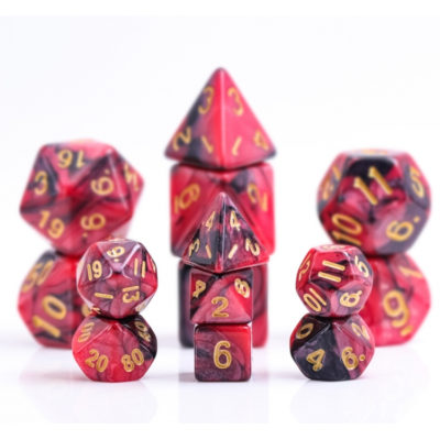 Mini Dice - D10 unité  - Blend - Rouge - Noir - Doré - HD