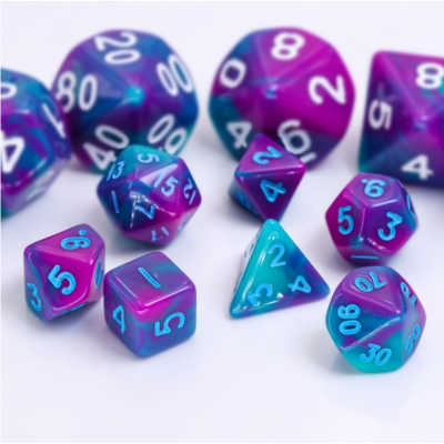 Mini Dice - Set 7 dés - Blend - Sarcelle - Pourpre- Bland - HD