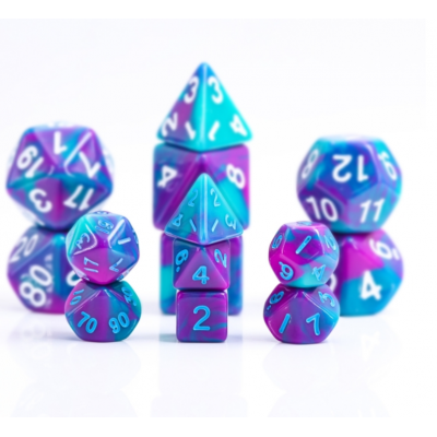 Mini Dice - D4  - Blend - Sarcelle - Pourpre - Blanc - HD