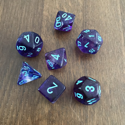 Chessex - Mega Hedral  - Nebula - Nocturnal - Turquoise - Luminary - Set 7 dés
