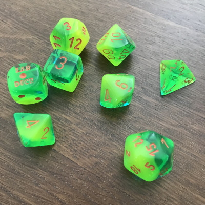 Chessex - Lab Dice 4 - Gemini - Plasma Vert - Sarcelle - Orange - CHX 30048